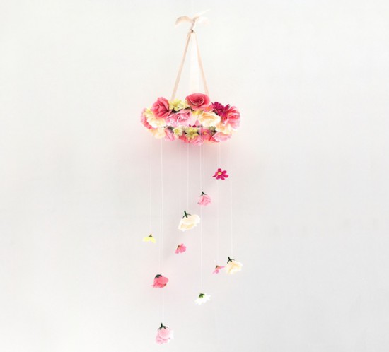 Flower Chandelier DIY. Fashion Blogger Girl by Style Blog Heartfelt Hunt showing a diy for a flower chandelier.