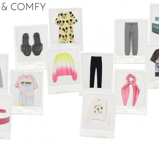 Comfy Looks. Fashion Blogger Girl by Style Blog Heartfelt Hunt. Girl showing some comfy looks. Gray Hoodie, Pink Headband, Gray Faux Fur Slippers, Batik Tee, Yellow Mickey Mouse Tee, Yellow & Pink Sweater, Black Leggings, Floral Sweatshirt, Gray Sweatpants, Pink Scrunchie, Turquoise Headband, Black Minnie Mouse Tee.