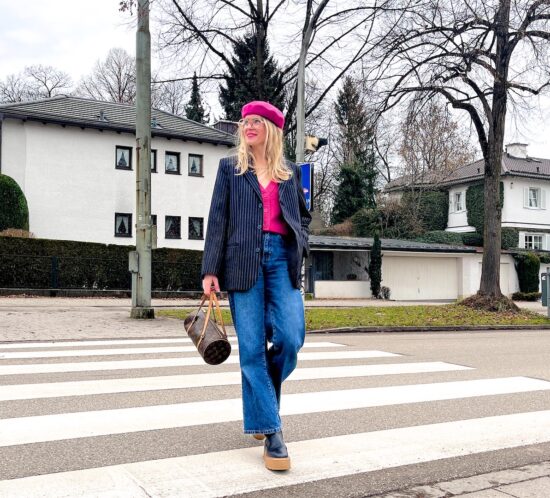 Pinstriped Blazer. Fashion Blogger Girl by Style Blog Heartfelt Hunt.