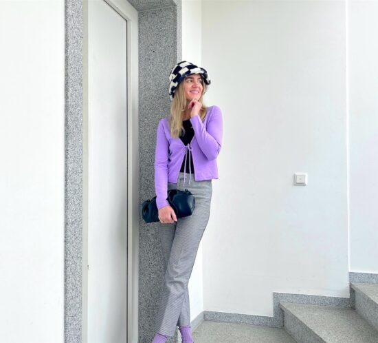 Purple Check. Fashion Blogger Girl by Style Blog Heartfelt Hunt.