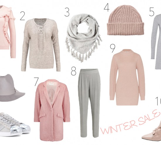 Winter Sale 2017. Fashion Blogger Girl by Style Blog Heartfelt Hunt. Girl showing some winter sale pieces like a ruffled sweater, lace up sweater, fringe scarf, beanie, turtleneck dress, hat, pink coat, trousers, turtleneck sweater, bow boots and adidas sneakers.